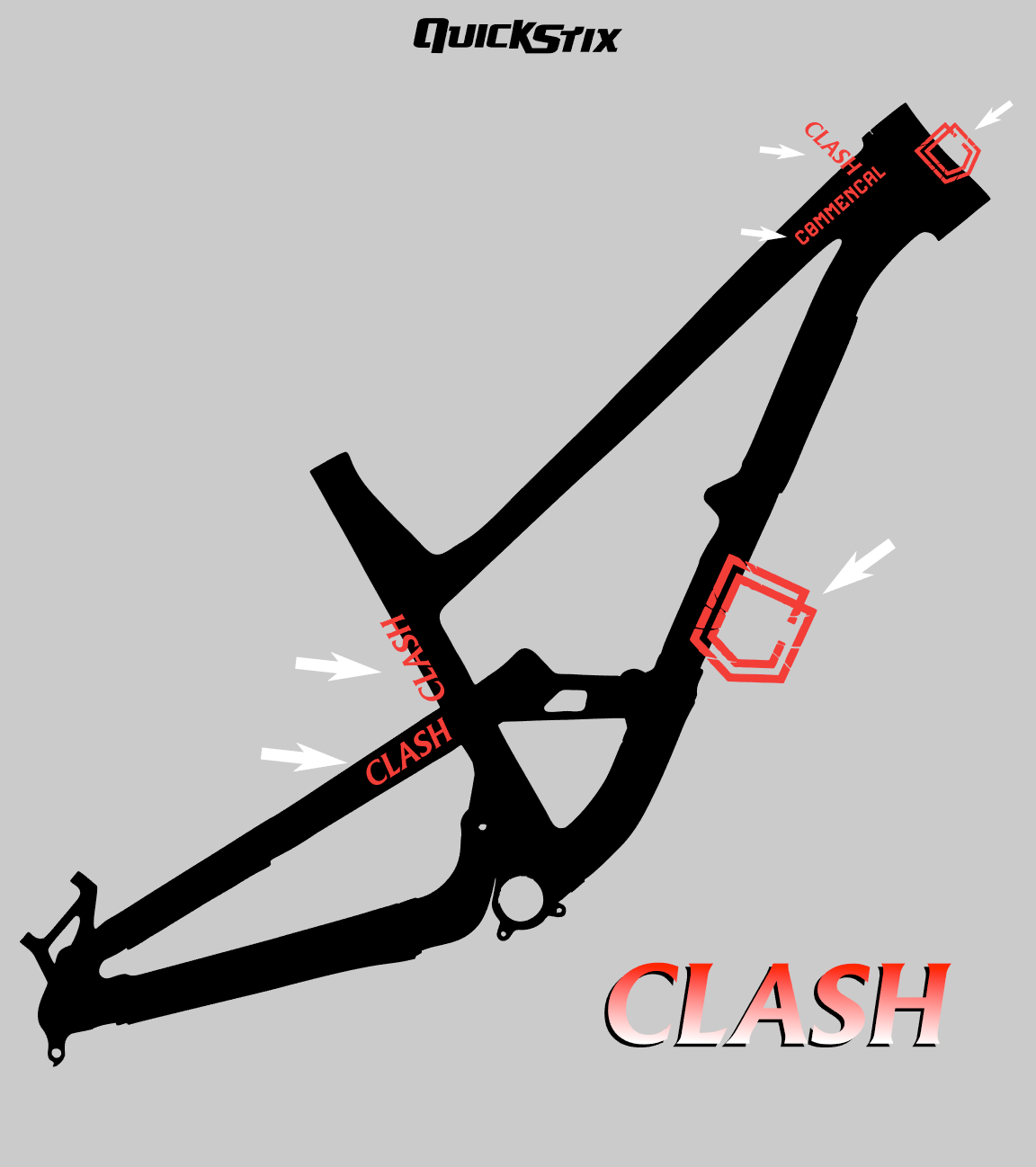 2022 Commencal CLASH frame decal kit.